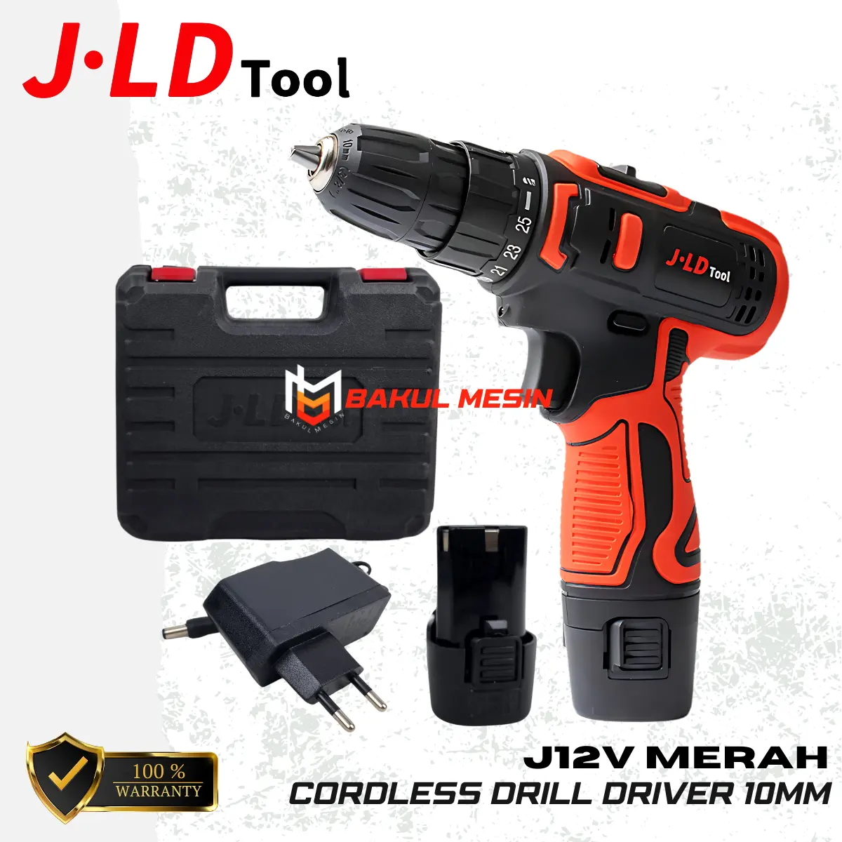 Mesin Bor Baterai Cordless Drill 12V include Tool Kits 24 Pcs JLD Tools JLD 12V