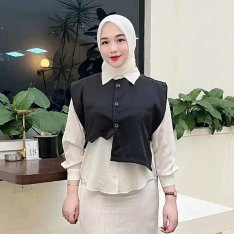 Vest Wanita Semi Wool Premium - Stylish untuk Hijab & Non-Hijab Basic Outer 5