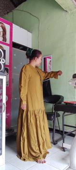 Product Review of Dress Lunna Dress Mahaira Premium Bahan Polo Linen Katun Premium Dress Wanita Muslim Dewasa Mewah  Pesta Elegant Gamis Kondangan Gaun Hitam Rayon Midi Navy Remaja Panjang Crinkle Basic Airflow from K**h I**h 1