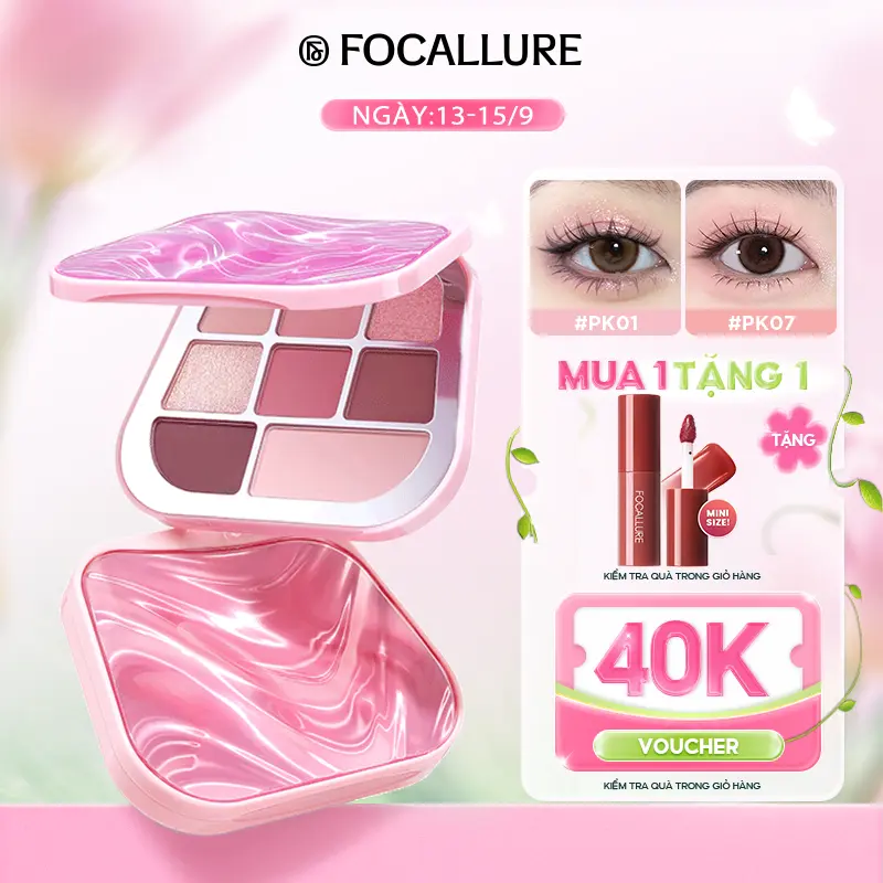 Bảng phấn mắt FOCALLURE 9.6g / 1 PC Sắc tố cao Dưỡng ẩm Chống nhòe Phấn mắt chống nước lâu trôi