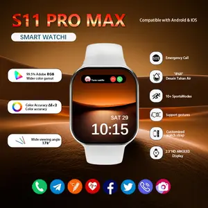 Smart Watch 11 Pro Max  10 Pro Max  Pria Wanita Original - AMOLED 2.2" NFC GPS Tahan Air Charging Nirkabel Panggilan Bluetooth + Wallpaper Gratis