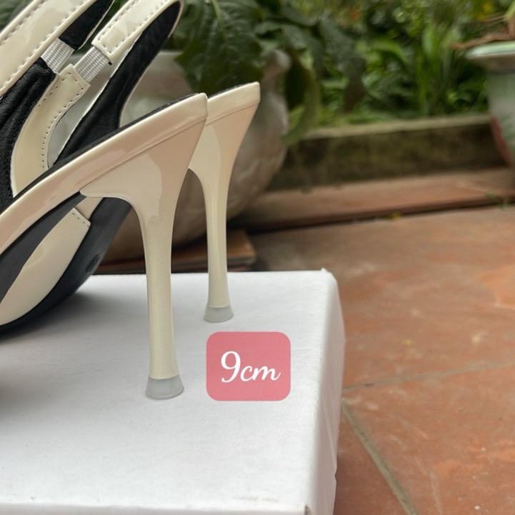 Giày cao gót chất da bóng hoạ tiết chữ ký lên dáng tôn da 7-9cm 6