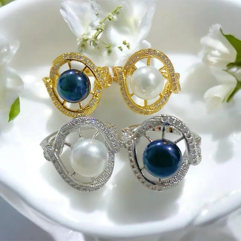 Cincin Mutiara Rhodium Asli Perhiasan Dewasa Wanita Pesta Mewah Pearl Jewelry R4399