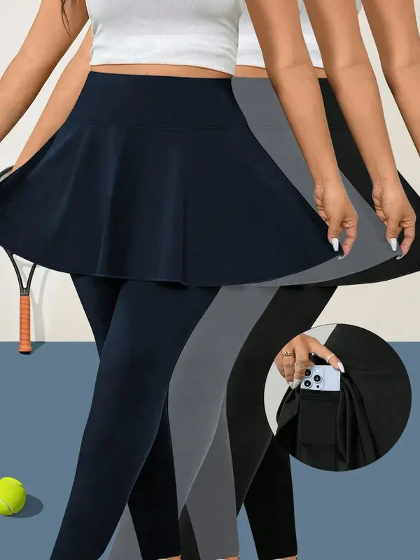 Rok Legging Sport HIgh waist Kantong Hp - Legging senam Wanita Premium tebal  dan Halus 0
