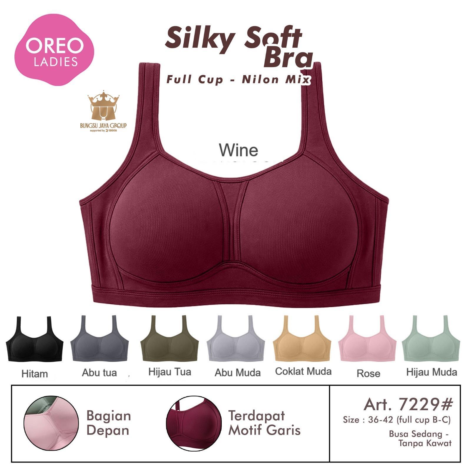 (Promo 2pc 3pc) Bra Oreo Art 7229 Silky Soft Bh Busa Tipis Tanpa Kawat Cup B-C Kait 3 Motif Garis Halus Wanita Dewasa (Promo 2pc 3pc) Bra Oreo Art 7229 Silky Soft Bh Busa Tipis Tanpa Kawat Cup B-C Kait 3 Motif Garis Halus Wanita Dewasa