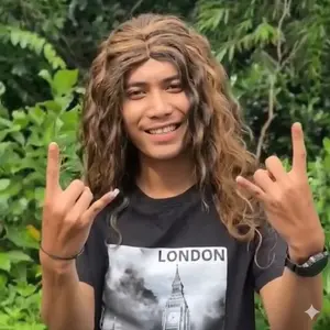 INDOHAIR WIG PRIA RAMBUT PANJANG KERITING OMBRE PIRANG GAYA PENYANYI METAL BANDEL PANJANG