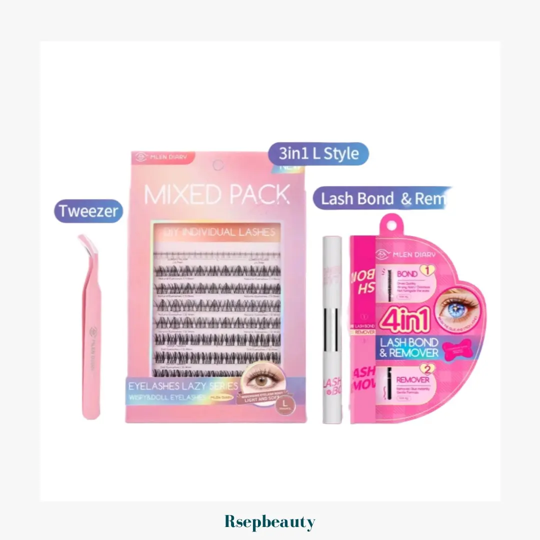 MLEN DIARY Bulu Mata Individual Segmented Wispy Cluster Terlaris-D Curl dengan panjang 11-15mm--bulu Mata Eyelash Extension Bulu Mata Palsu + Lem