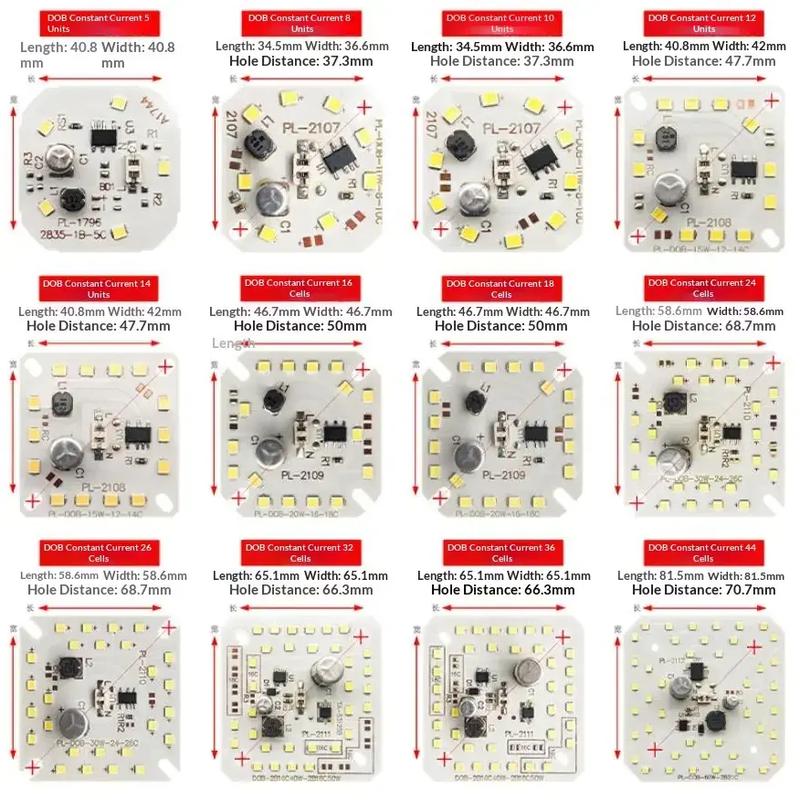 220V DOB LED Đèn hạt điều khiển miễn phí 2835smd Vòng LED chip 7/9/15/18/24 Wát…