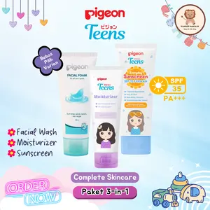 Pigeon Teens 3in1 Paket Skincare Remaja Facial Wash / Pelembab Wajah / Sunscreen Wajah SPF 35 PA+++