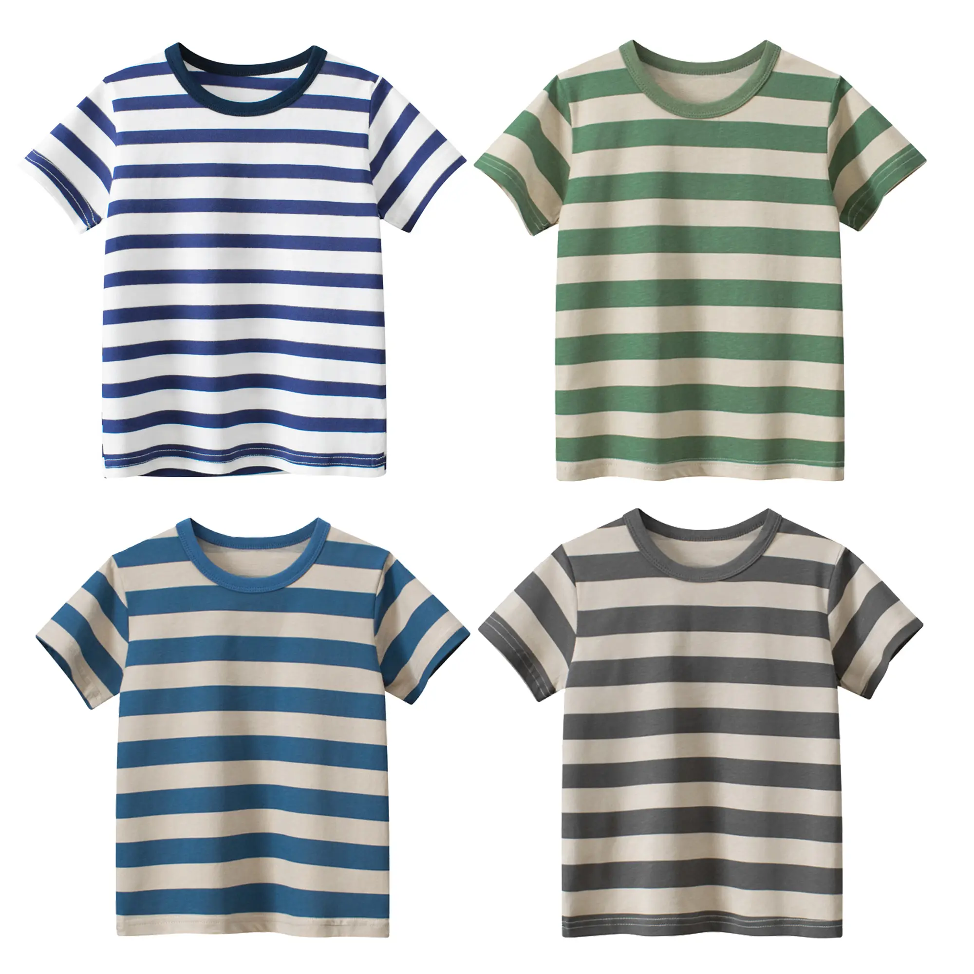 Kemeja-t berjalur fesyen untuk kanak-kanak, pakaian lengan pendek, Baju atasan, pakaian kanak-kanak, Baju kapas musim panas, Budak