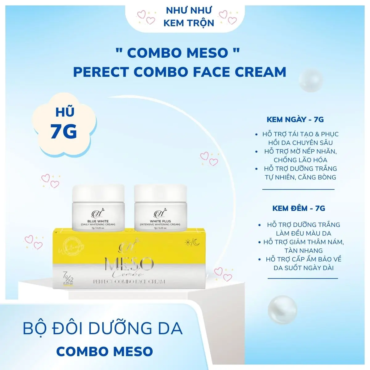 [ NHƯ NHƯ KEM TRỘN ] Combo Meso Perfect Face Cream 7g Hỗ Trợ Làm Sáng Da, Mịn Da, Giúp Đều Màu Da, Hỗ Trợ Làm Chậm Quá Trình Lão Hóa