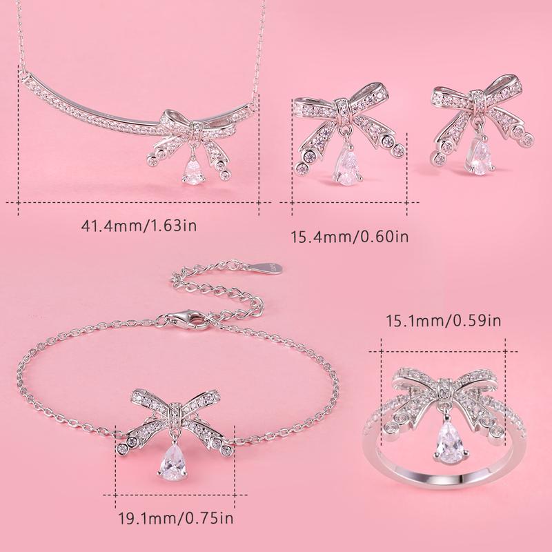 Product Introduction of S925 Sterling Silver Bowknot and Teardrop Style Set Series 1