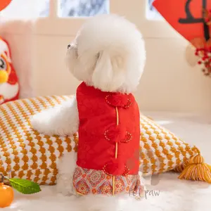 Petpaw Baju Anjing Kucing MING Cheongsam CNY Kostum Imlek Qipao Anabul Sincia