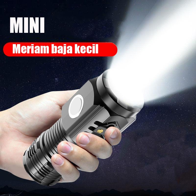 Senter Mini LED Cahaya Terang Free USB Dengan 3 Mode Cahaya Senter ...