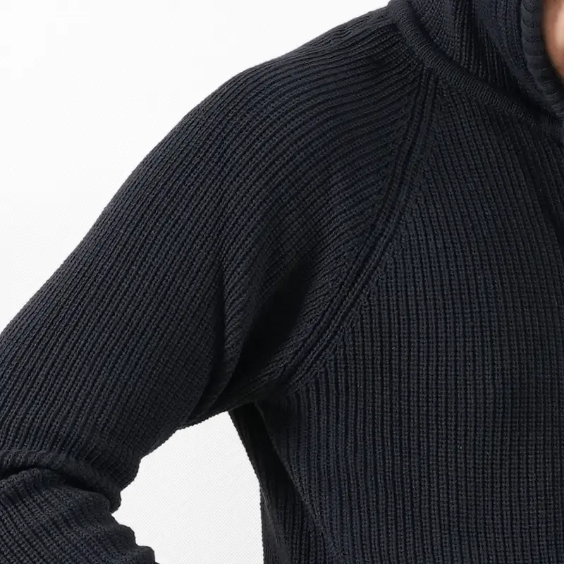 Elmour Rajut Pria Hoodie Resleting Saku Bahan Katun Tebal 2
