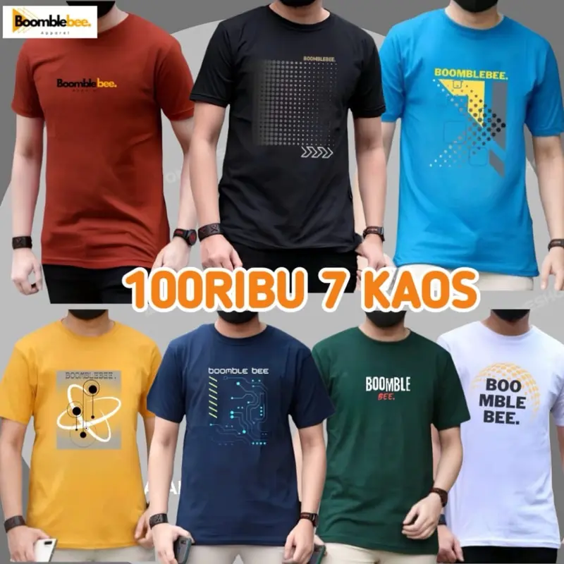 (100RB 7PCS) Kaos Motif Distro Lokal Pria Sablon 0