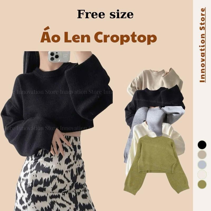 Áo len INNO Croptop Lông Mịn Cổ Tròn Hàng Quảng Châu TA-2833 Nữ Women