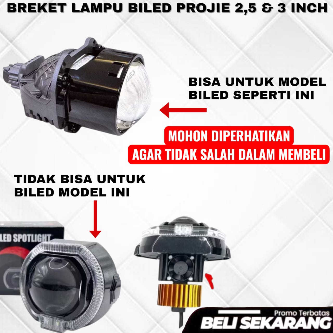 Breket Bracket Lampu Projie Biled 2,5 Inch & 3 Inch Semua Motor Beat Nmax Vario Aerox Scoopy Fazzio Pcx Freego Djv55