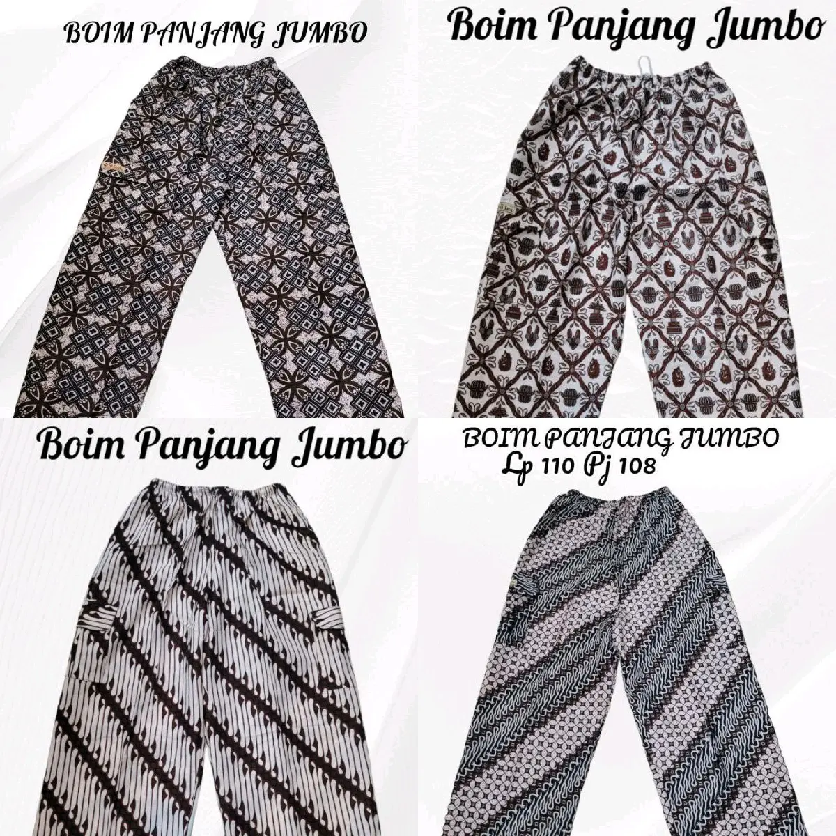 Celana Boim Dewasa Jumbo Putihan, Bahan Katun, Ukuran Lp: 110cm Pj: 108cm - Panjang, Pendek, Wanita, Pria, Biru, Cowok, Hitam, Motif, Distro, Jeans