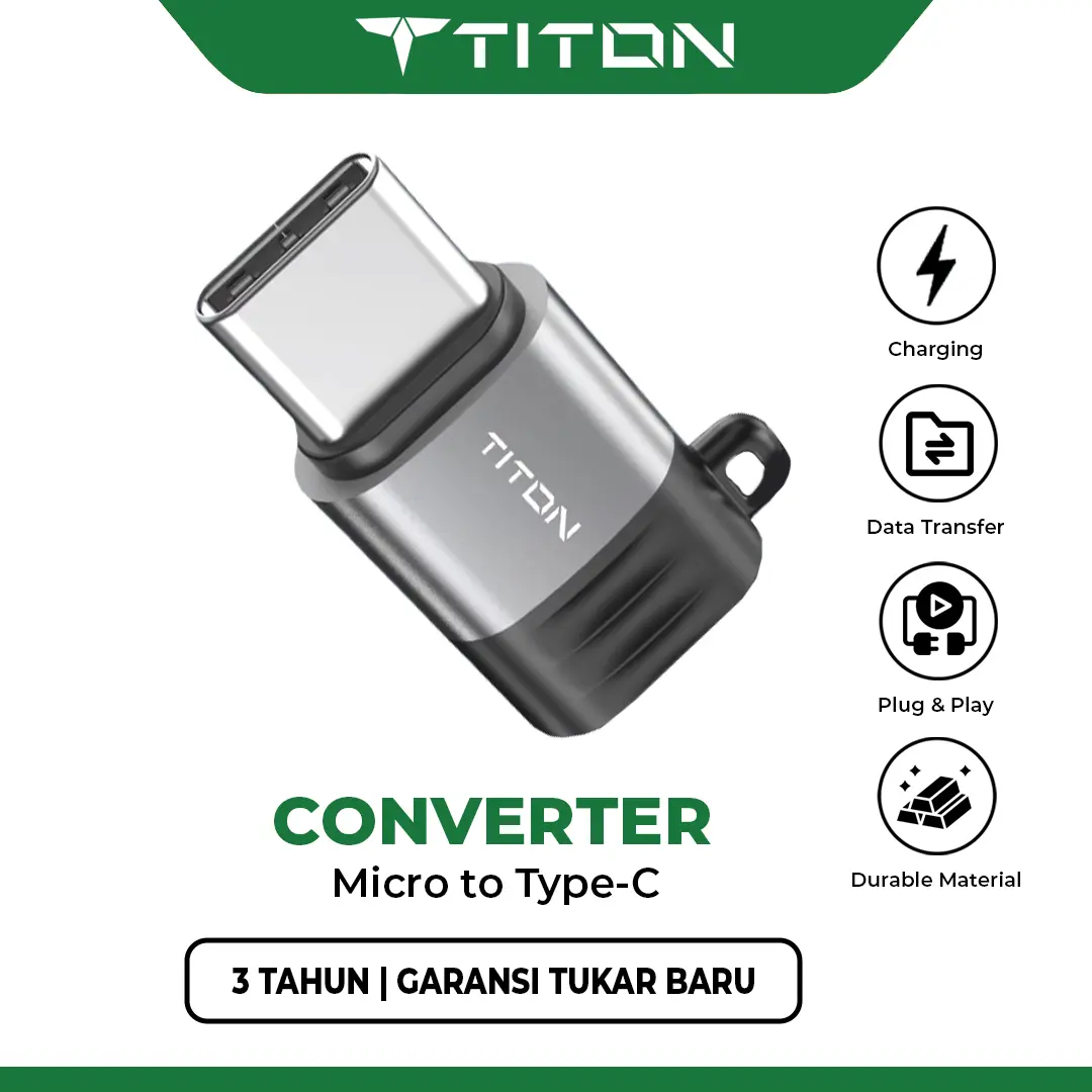 Titon Converter Micro to Type C USB 2.0 Fast Charging Data Transfer Adapter OTG Connector