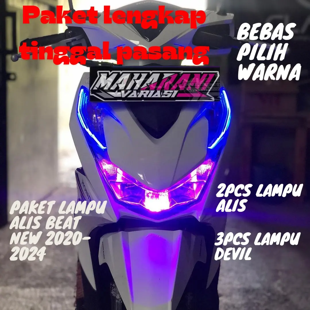 paket lampu alis beat deluxe beat new 1 mode tinggal pasang bonus devil 3pcs bebas pilih warna