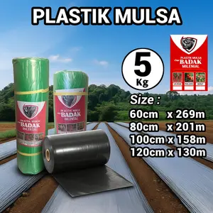 plastik mulsa hitam perak plastik pertanian 1roll berat 5kg cap badak