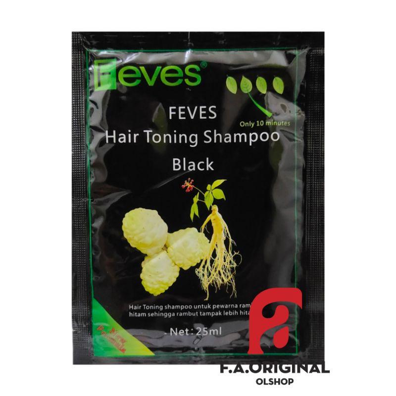 Semir Rambut Hitam FEVES HAIR TONING SHAMPOO BLACK 25ml warna Black / hitam mengilangkan uban dalam 10 menit warna awet hitam natural mengandung ekstrak ginseng dan mengkudu 0