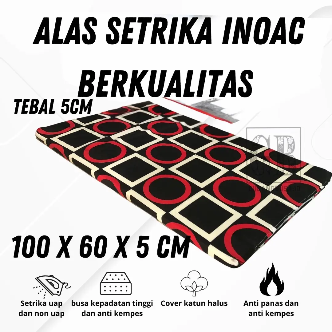 Alas Setrika Busa Inoac Tebal 5cm Ukuran 100x60x5cm Portable Rumah Tangga Hijau