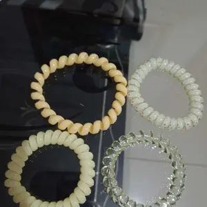 DP301 Ikat Rambut Isi 4 Model Spiral Glossy Ikat Rambur Spiral Prempuan Scrunchies Scrunchies