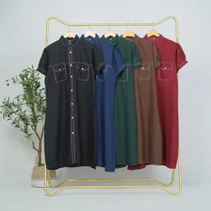 Home Dress Tiara Polos Lengan Pendek Midi Dress Bigsize LD 110 120 130 140 Bahan Katun Miracle Benazir