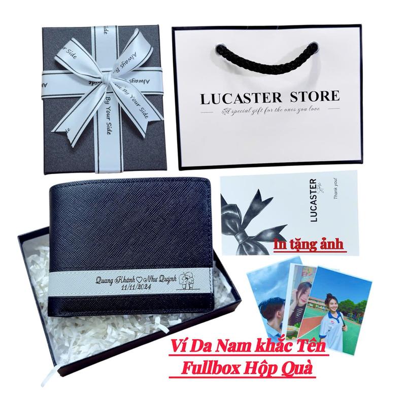  ví nam khắc tên và tặng in ảnh ,ví cosmos khắc tên theo yêu cầu fubox túi giấy và hộp shop bh 12thg  ib shop nội dung khắc  Wallet 