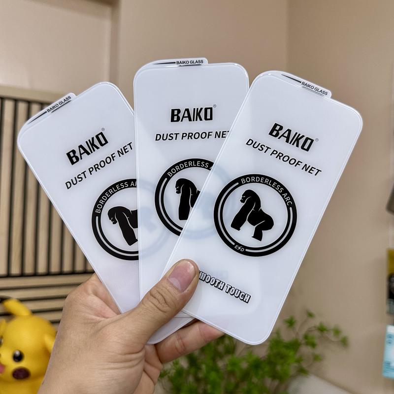  Cường lực BAIKO không viền cho iPhone Full Màn 15 Pro Max: màng che loa thoại phủ nano cảm ứng mượt 