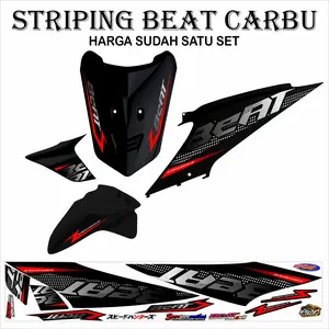 STRIPING VARIASI STICKER HONDA BEAT KARBU MOTIF TERBARU TERLARIS KEREN SIMPLE MURAH NON TRANSPARAN Motorcycle