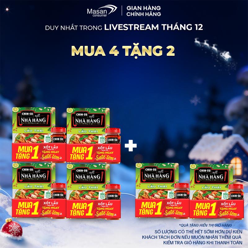 Combo 4 Gói Xốt CHIN-SU Lẩu Thái Mới gia vị hoàn chỉnh KM hũ sa tế CHIN-SU tôm ớt sả MN 90gr - túi x 180gr