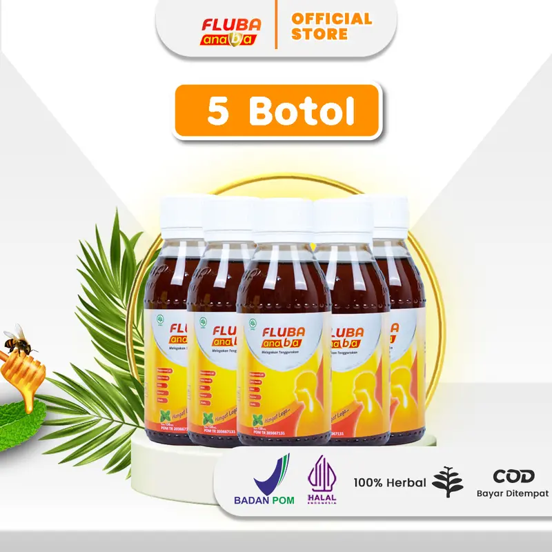 Fluba Anaba Madu Herbal Melegakan Tenggorokan 5 Botol Free Goodie Bag - 130ml Honey Syrup 0