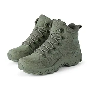 Sepatu Olahraga Pria Outdoor, Berkemah, Anti Aus, Sepatu Hiking, Memancing, Berburu bot militer taktis ringan BRAVE 808 Green