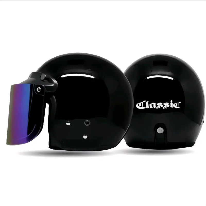 HELM BOGO RETRO CLASSIC Dewasa Busa Tebal Variasi Kaca Datar/Cembung/Pet - Kualitas Super - Motorcycle Sepeda Pelindung cewek 8