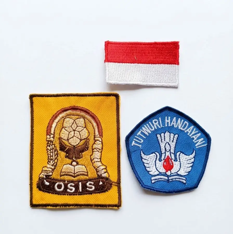 bet/pets emblem atribut seragam sekolah SD,smp,sma +bendera+tutwuri biru bordir