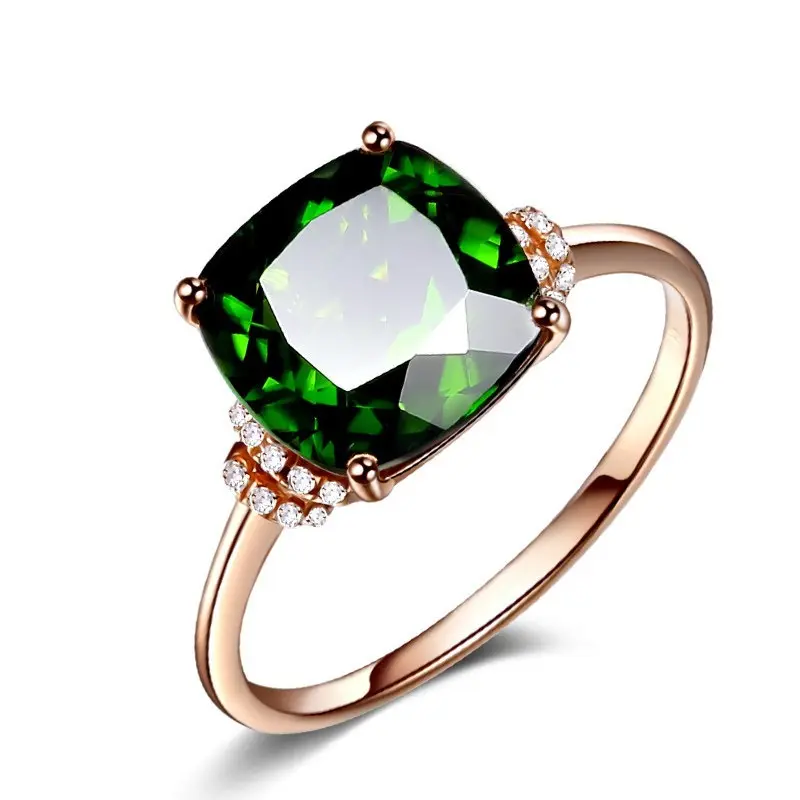 Rose gold color grandmother green gemstone ring women's inlaid gemstone jewelry ring birthday gift