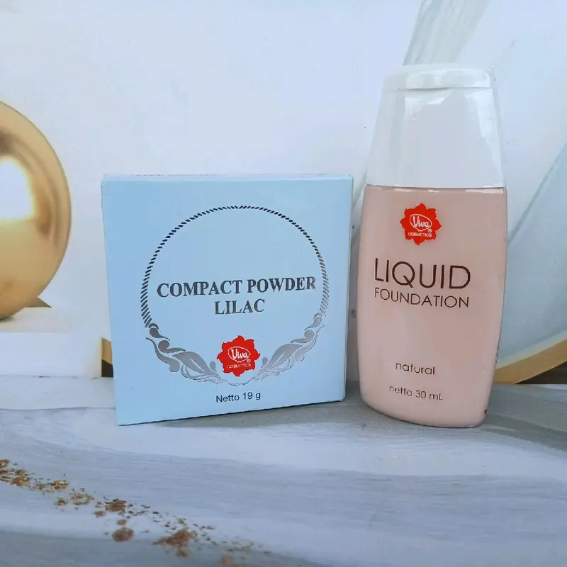 PAKET VIVA LIQUID FOUNDATION+COMPACT POWDER Set Kosmetik Wajah 3