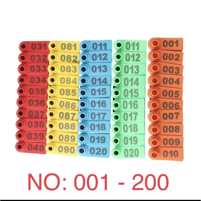 Tags 200 Pcs Tag Kuping Kambing Domba Sapi Hewan Ternak Ear Tags Sheep Goat Pig Eartags No: 001-200 Laser Type Copper Head Earrings Farm Animal Supplies Tracking - SKU 2.007.0485