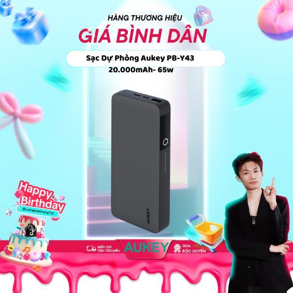  Pin dự phòng Aukey Sprint X PB-Y43 20.000mAh sạc nhanh PD 65W & QC 3.0- Hàng Chính Hãng 