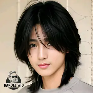 WIG PRIA KOREA RAMBUT PENDEK MODEL MULLET WOLFCUT  kode A5