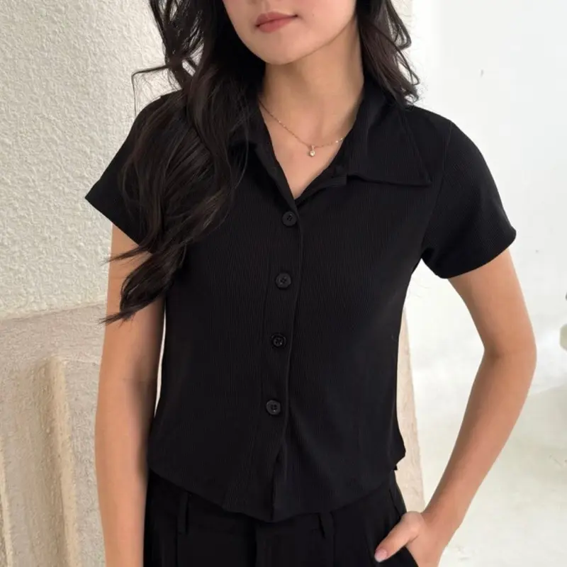 Jane Top | ZOELA | Baju Atasan Rib Knit Wanita Berkerah Lengan Pendek 4