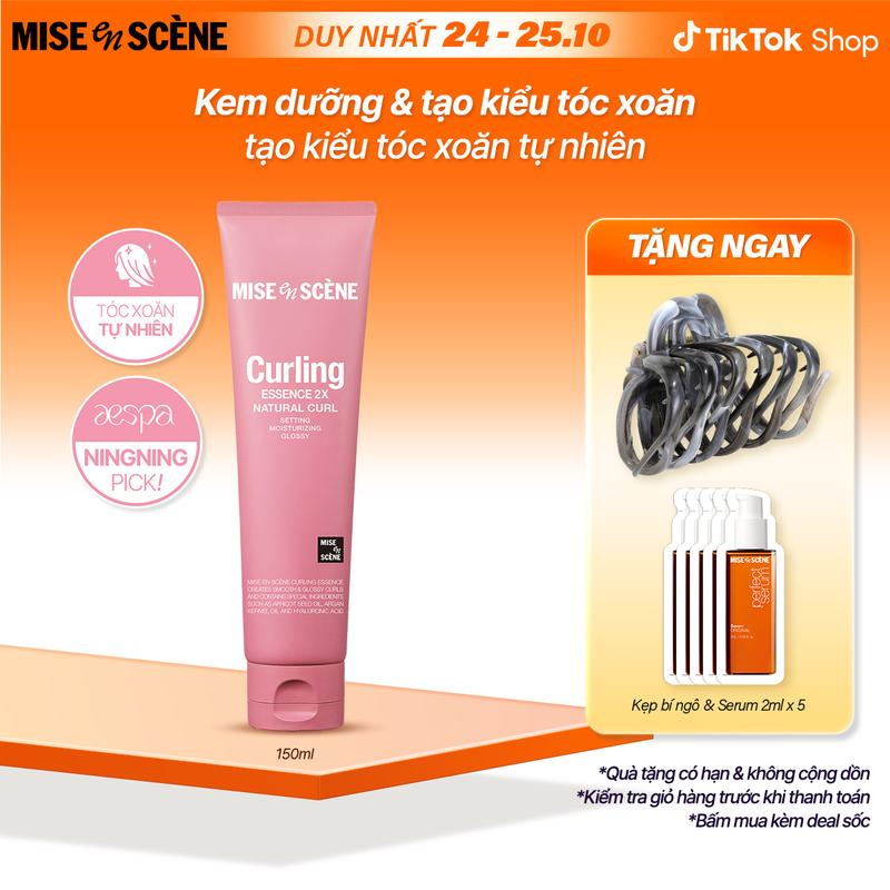 Kem Dưỡng Và Tạo Kiểu Tóc Xoăn bồng bềnh mise en scène Curling Essence 2X Volume Curl 150ml giữ nếp, không bết dính
