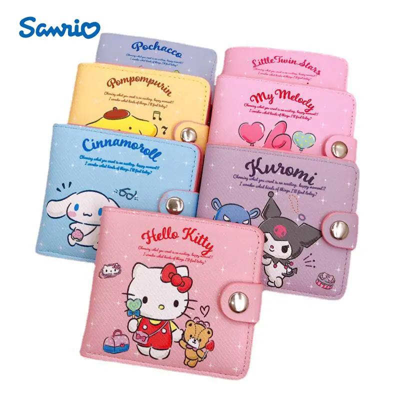 Ví Đựng Tiền Thường Ngày SANRIO Kawaii, Có Hello Kitty, Cinnamoroll, My Melody, Kuromi, Chất Liệu Pu Mới, Ví Đựng Tiền Xu, Ví Đựng Thẻ, Ví Có Nút