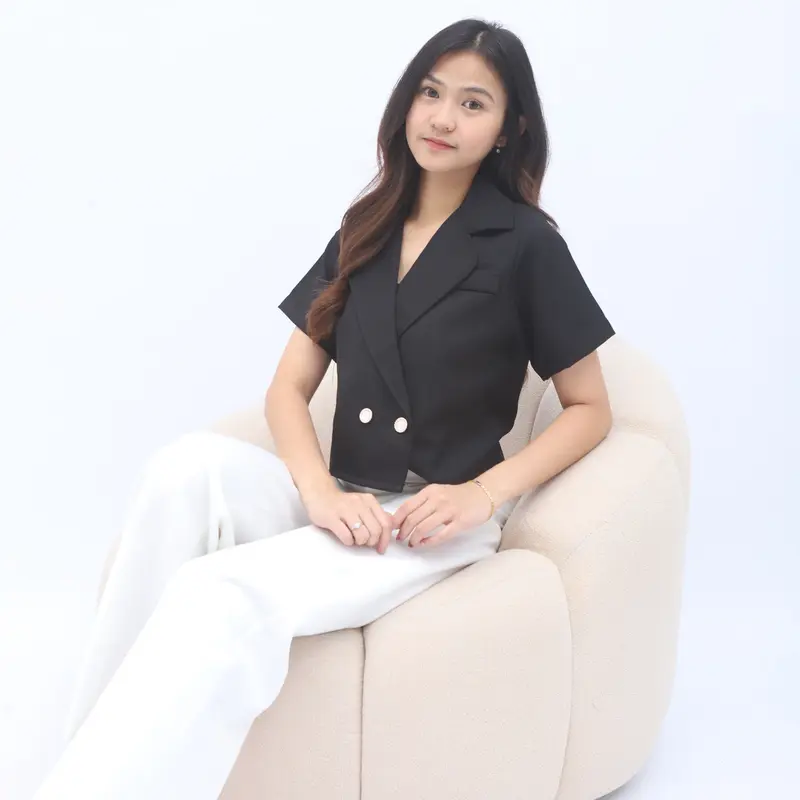 CELVE - Aria Top (Atasan Wanita Kancing Semi Wool Basic Simple) 6