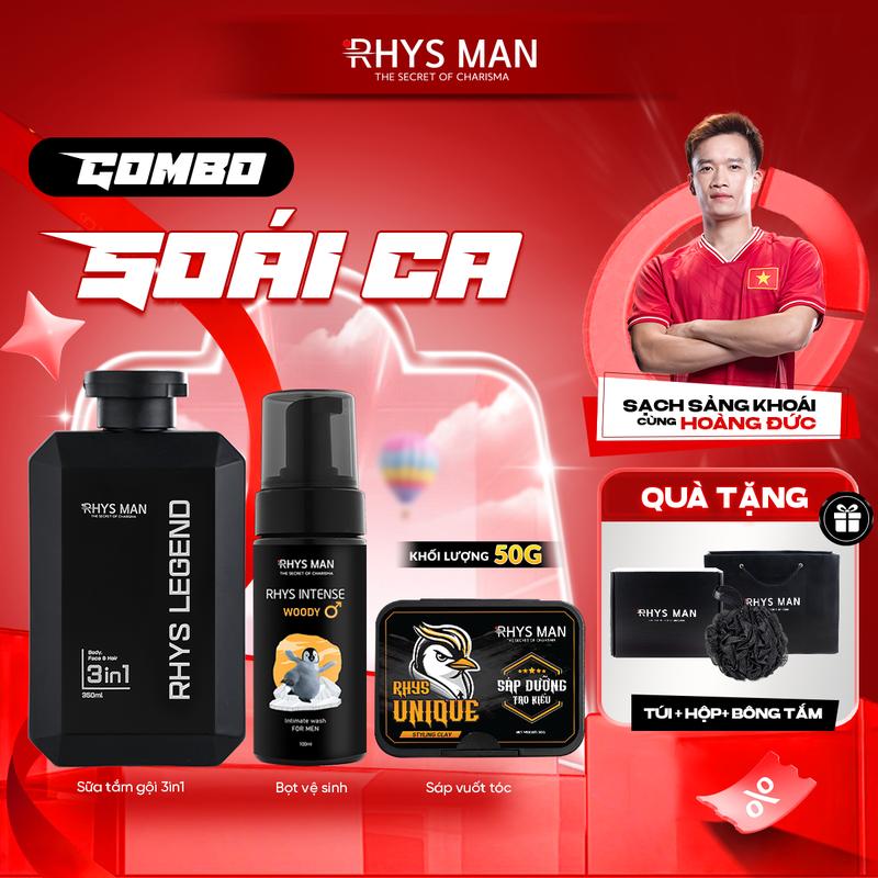  Combo Soái Ca: Sữa tắm gội 3in1 350ml  &  Xịt bọt vệ sinh bạc hà 100ml & Sáp 50g Dưỡng Da Body Làm Đẹp Da Dưỡng Body 