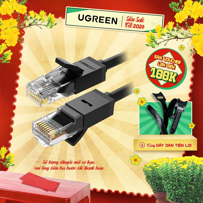  Cáp mạng Cat6 U UTP UGREEN NW102 Tốc độ truyền tải 1000 Mbps Dây dẫn nhôm mạ đồng | Bảo hành 18 tháng 1 đổi 1 