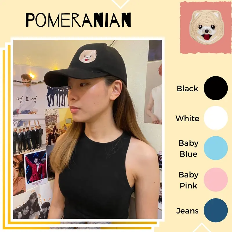 Topi Baseball Lucu bordir patch binatang Anjing Kucing by Maidei - Baseball Cap Hat Unisex bordir lucu casual Jeans Benang 6
